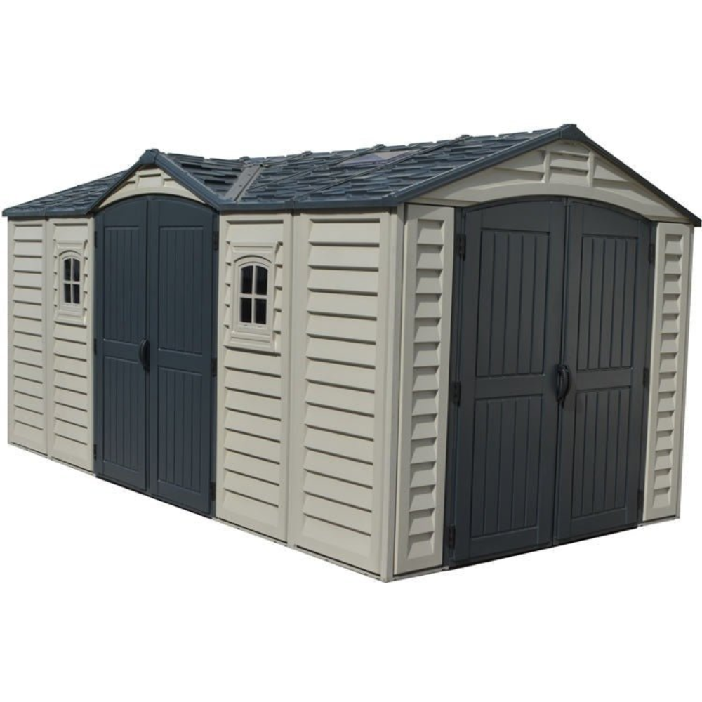 Duramax 15×8 Apex Pro Vinyl Shed w/ Foundation Kit