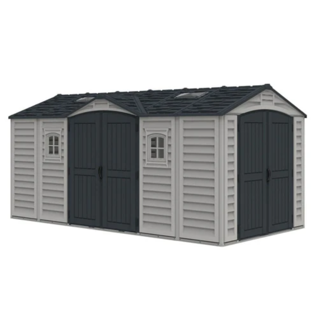 Duramax 15×8 Apex Pro Vinyl Shed w/ Foundation Kit