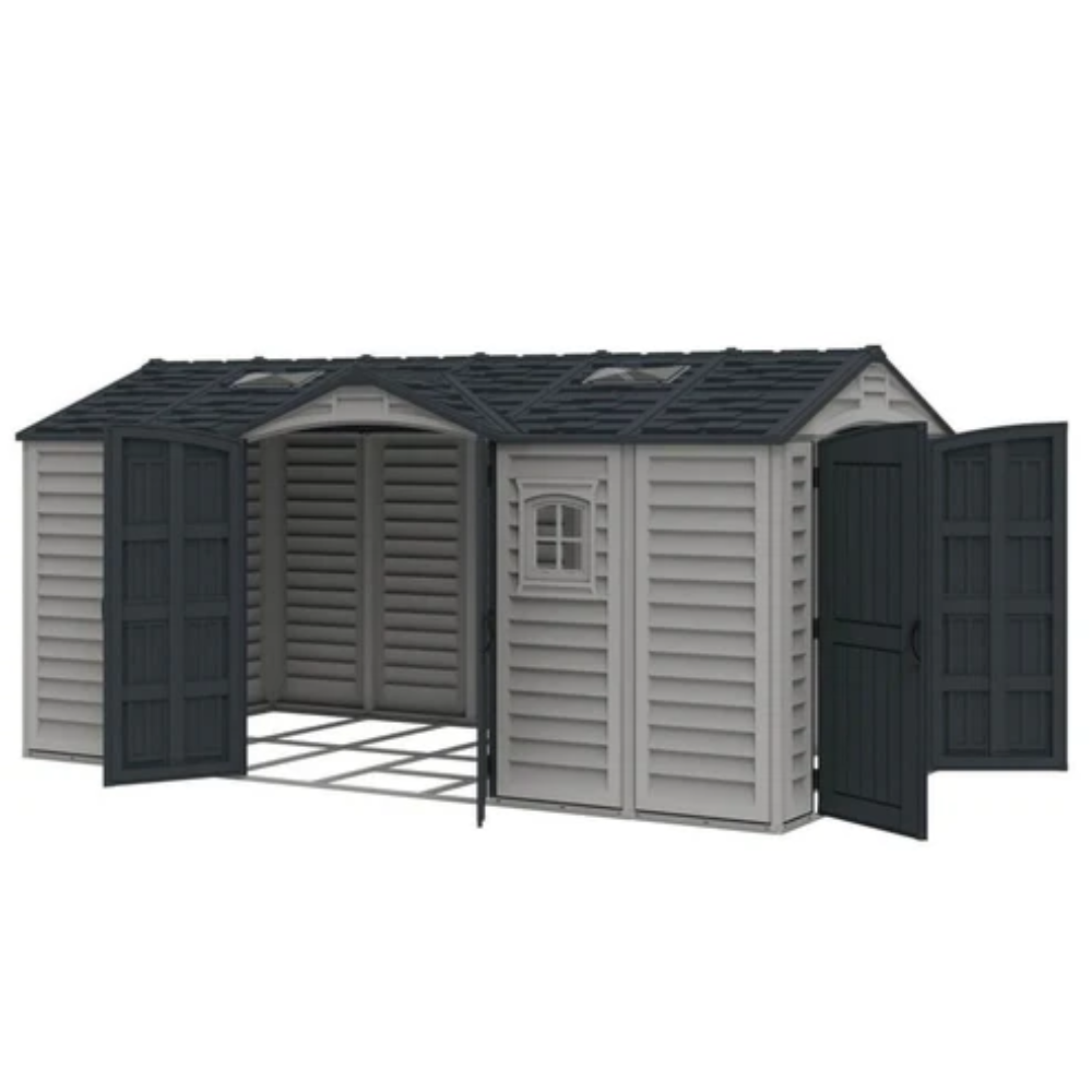 Duramax 15×8 Apex Pro Vinyl Shed w/ Foundation Kit