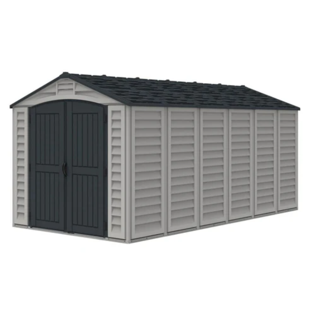 Duramax 15×8 Apex Pro Vinyl Shed w/ Foundation Kit