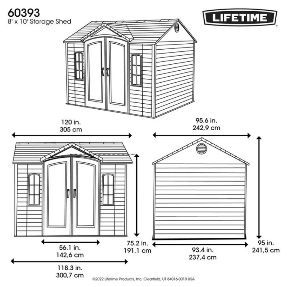 Lifetime 10 ft x 8 ft Outdoor Storage Shed – 60393