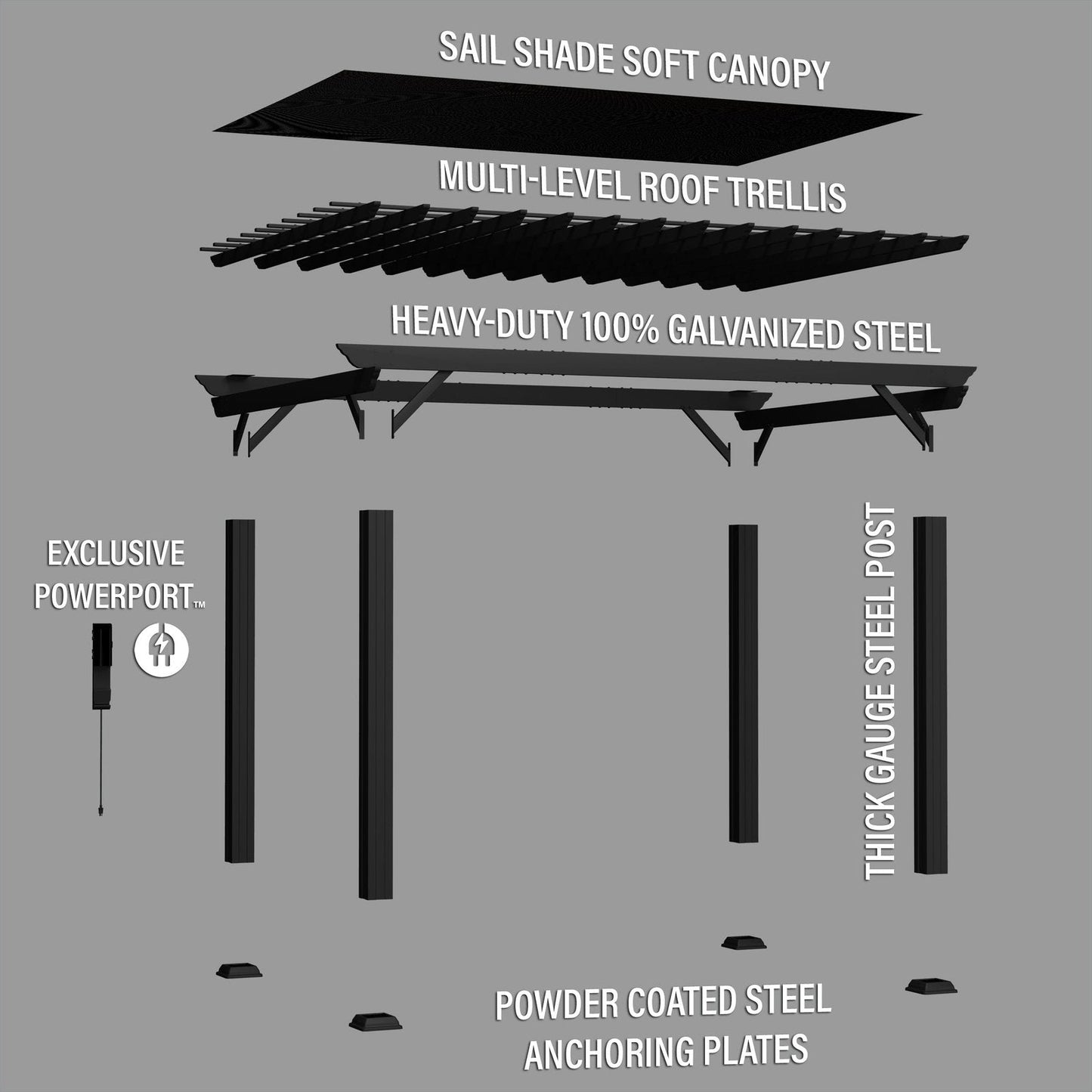 14×10 Stratford Traditional Steel Pergola