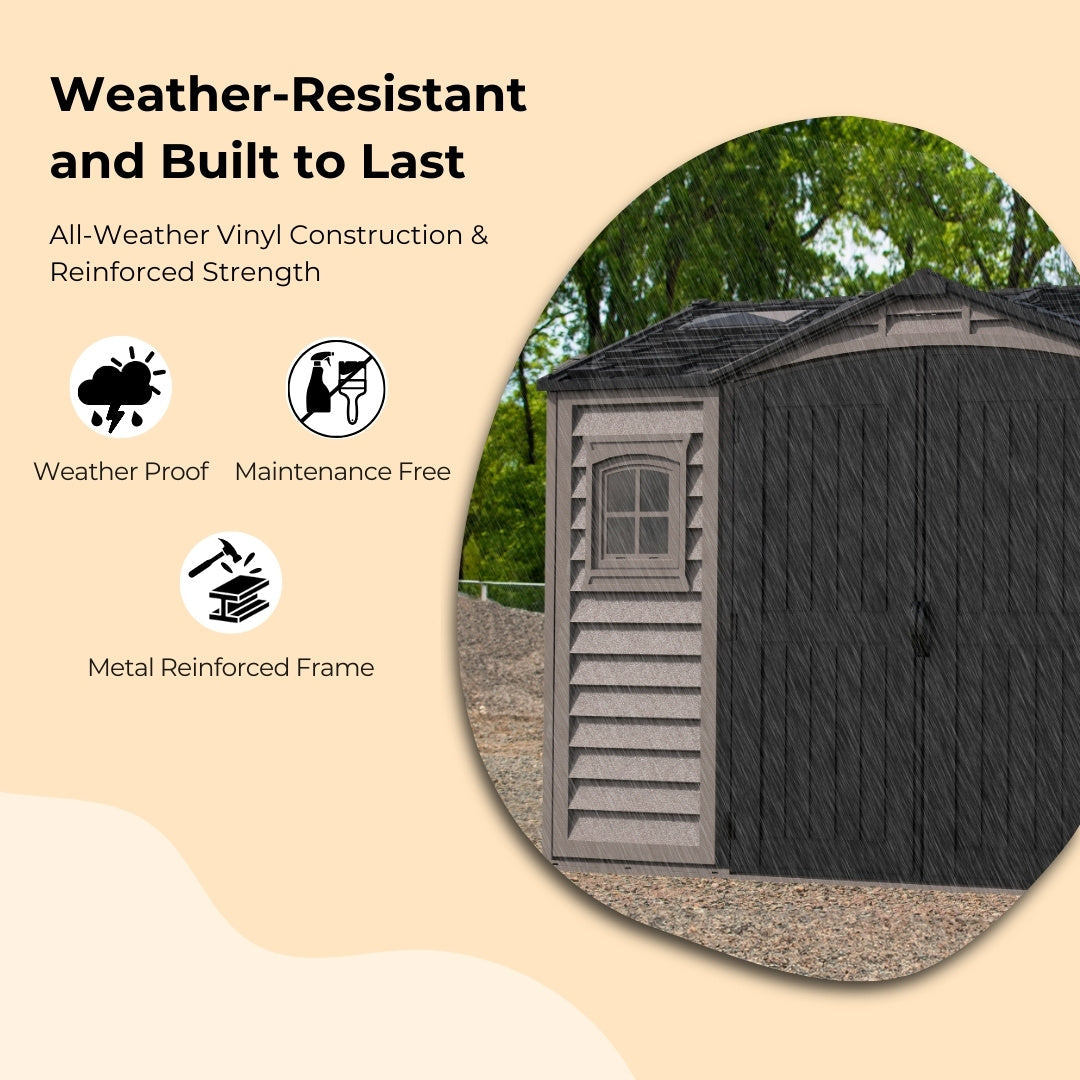 Duramax 10.5x8 Apex Pro Vinyl Shed w/ Foundation 40116
