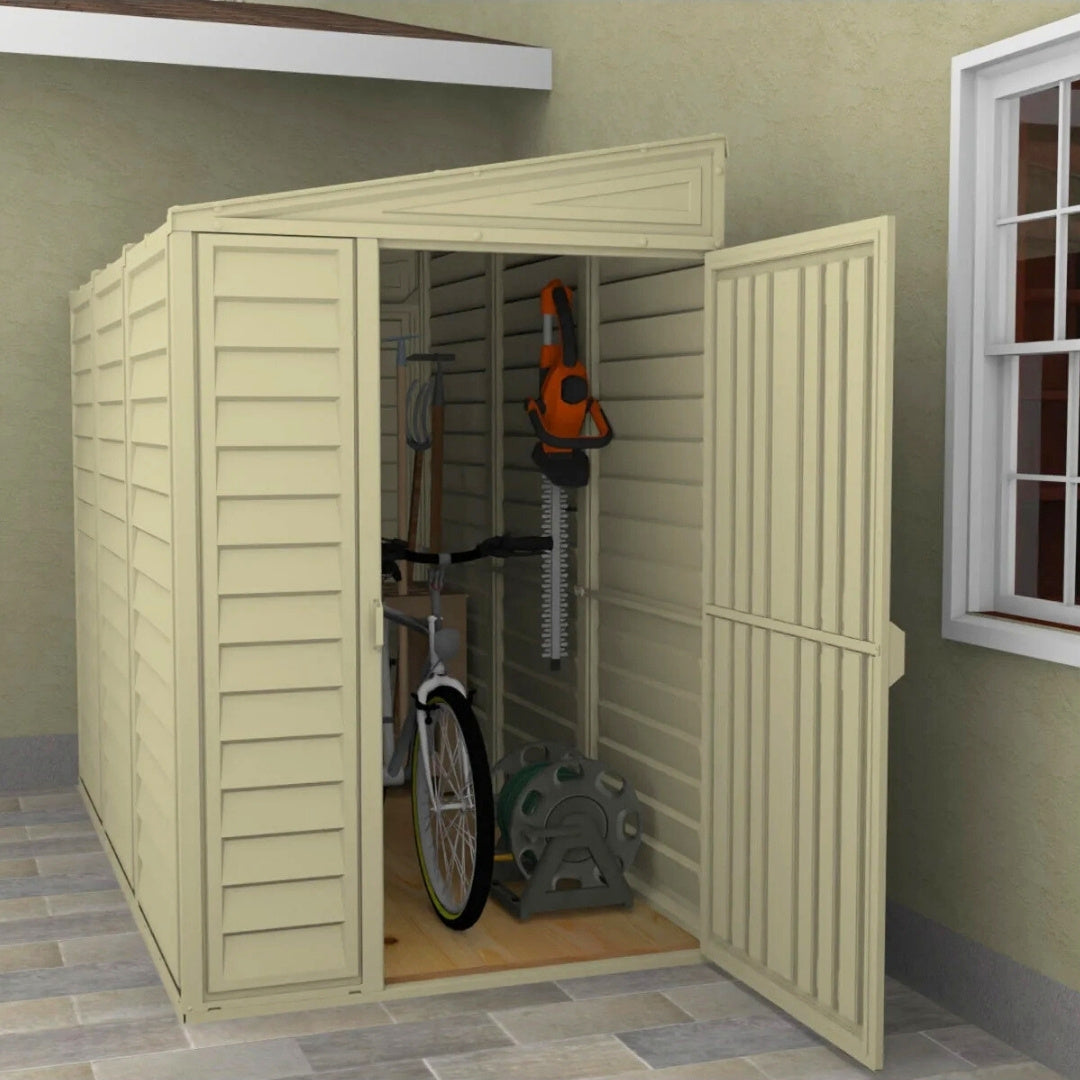 Duramax 4ft x 8ft Sidemate Shed Vinyl Resin Outdoor Storage w/ Foundation Kit 06625