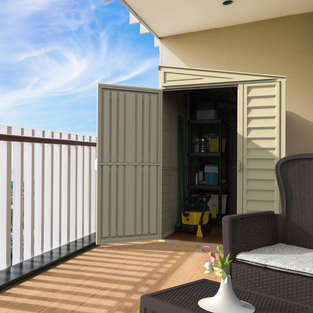 Duramax 4ft x 8ft Sidemate Shed Vinyl Resin Outdoor Storage w/ Foundation Kit 06625