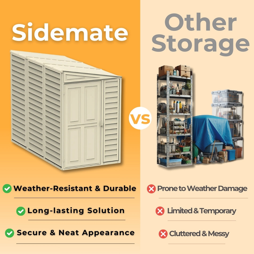 Duramax 4ft x 8ft Sidemate Shed Vinyl Resin Outdoor Storage w/ Foundation Kit 06625