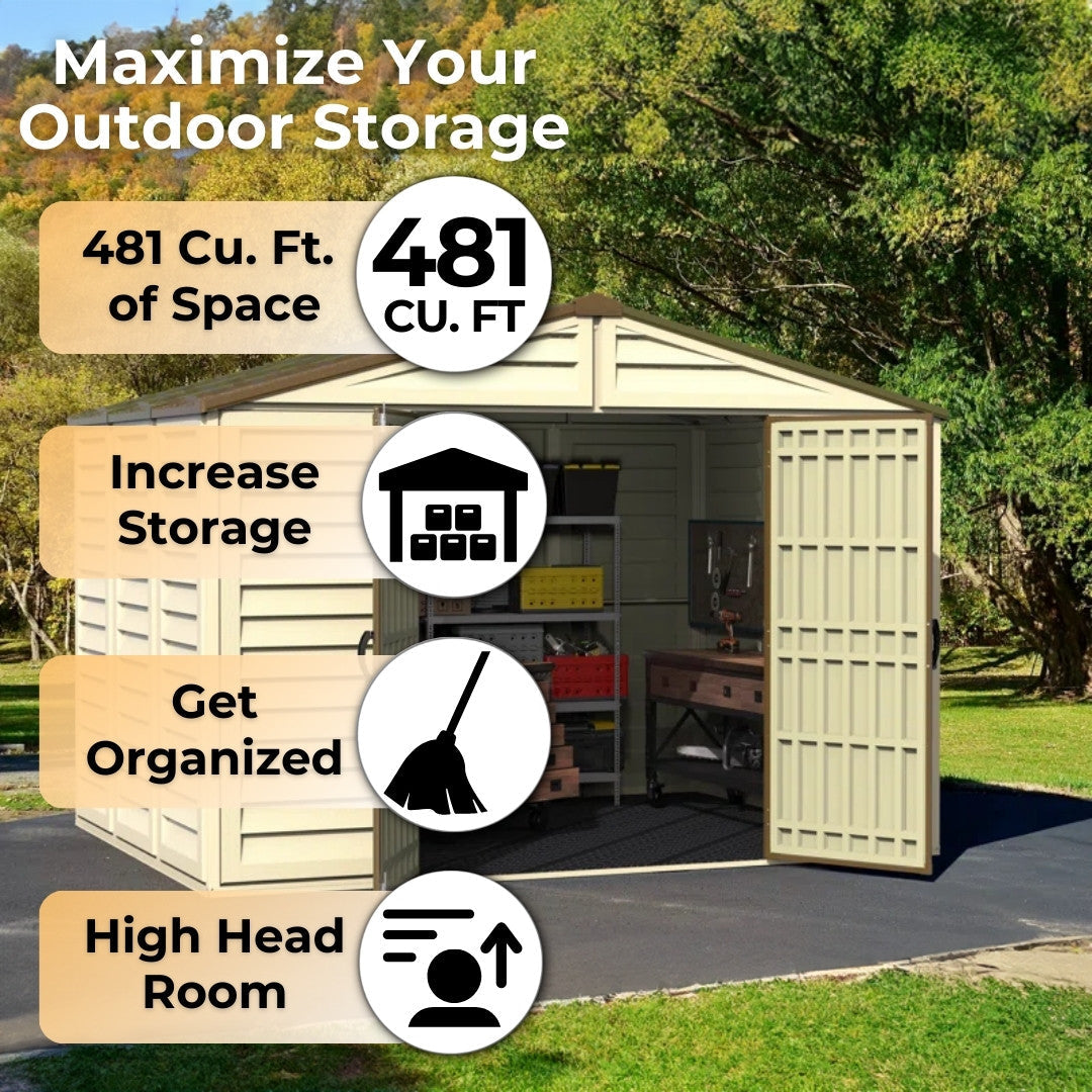 Duramax Woodbridge Plus Shed 10.5x8 Ivory & Dark Brown