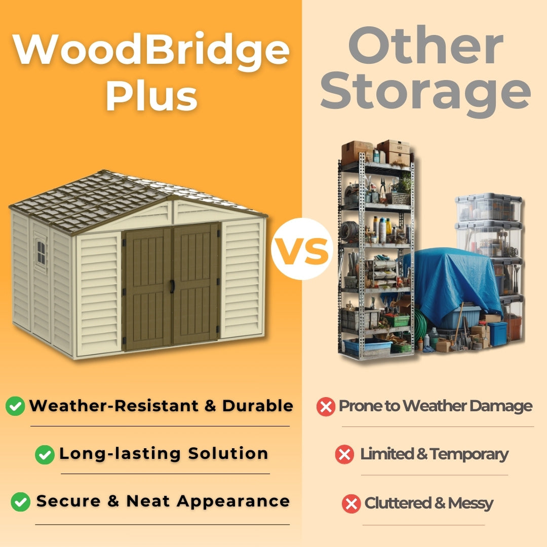 Duramax Woodbridge Plus Shed 10.5x8 Ivory & Dark Brown
