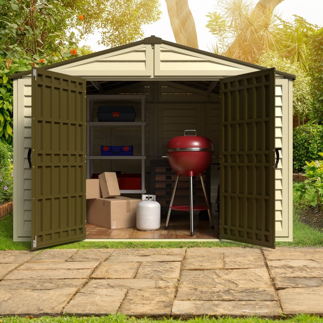 Duramax Woodbridge Plus Shed 10.5x8 Ivory & Dark Brown