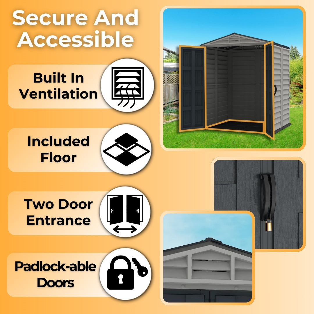 Duramax YardMate Plus Shed 5x5 Adobe & Dark Grey
