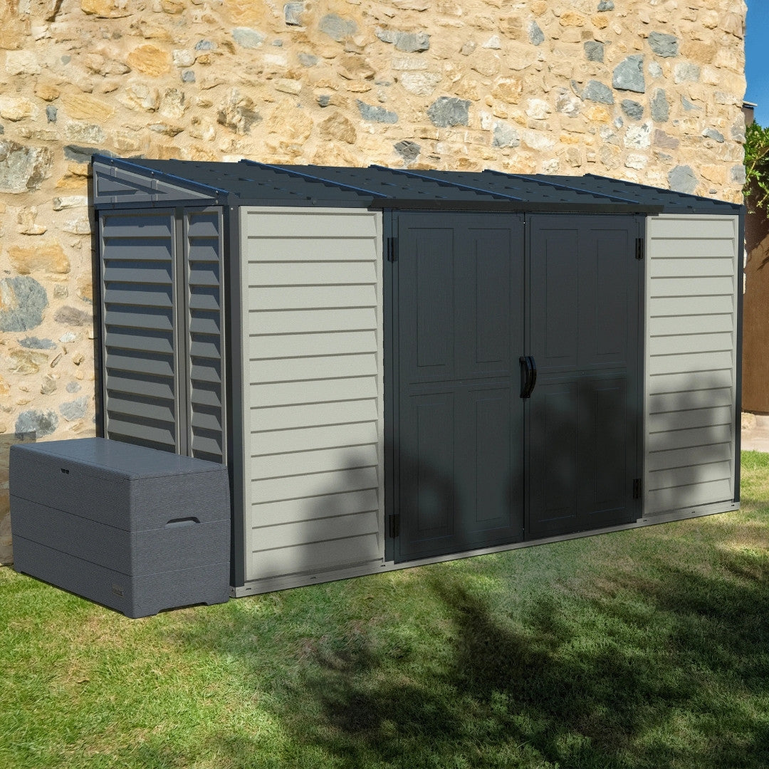Duramax SideMate Plus Pro Shed 10x4 Adobe & Dark Grey