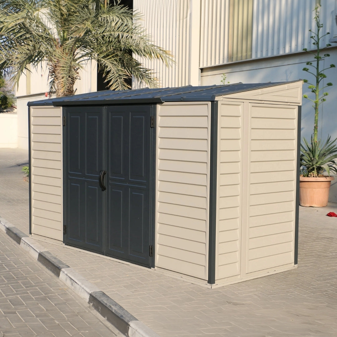 Duramax SideMate Plus Pro Shed 10x4 Adobe & Dark Grey