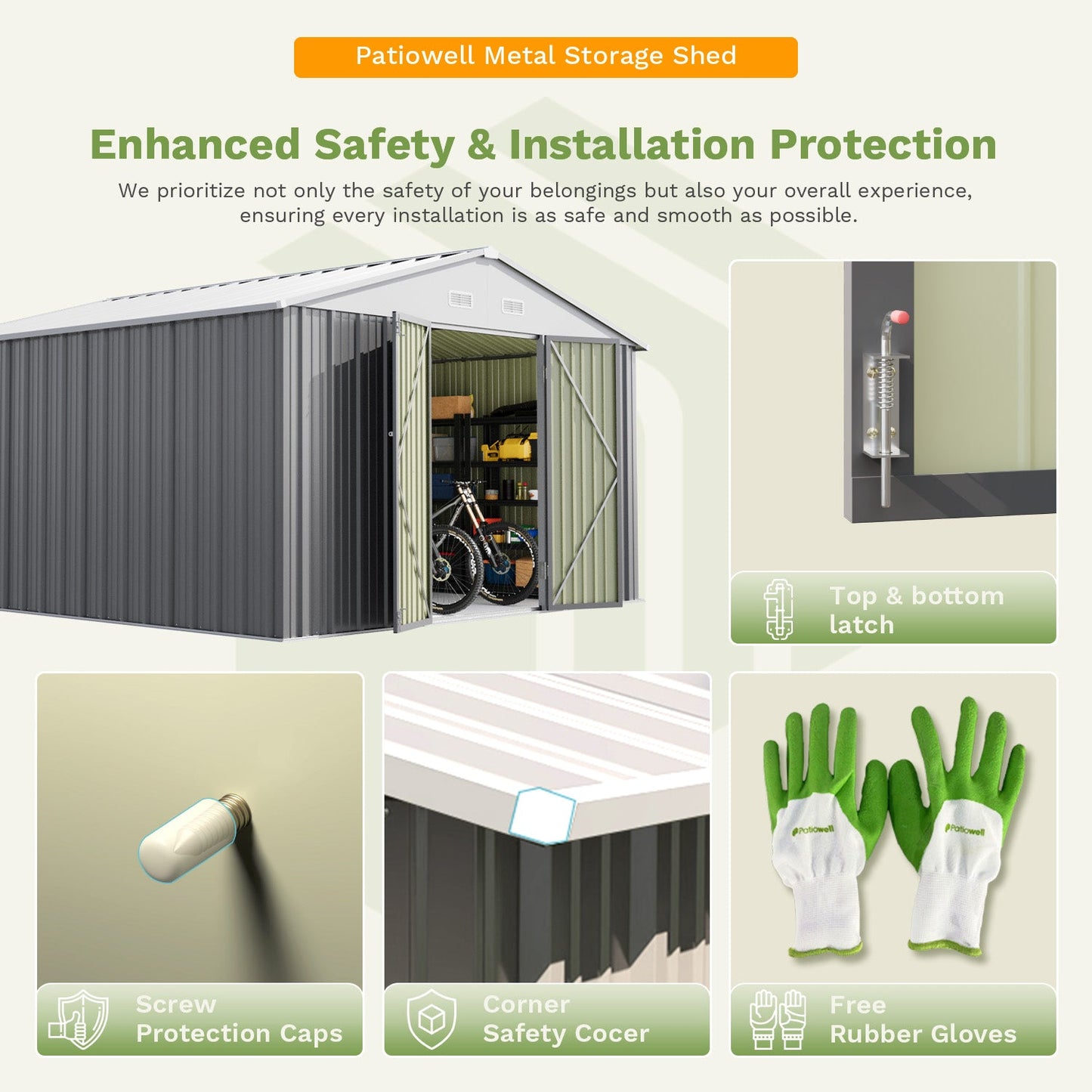Patiowell 12x12 Large Metal Shed with Weather Resistance