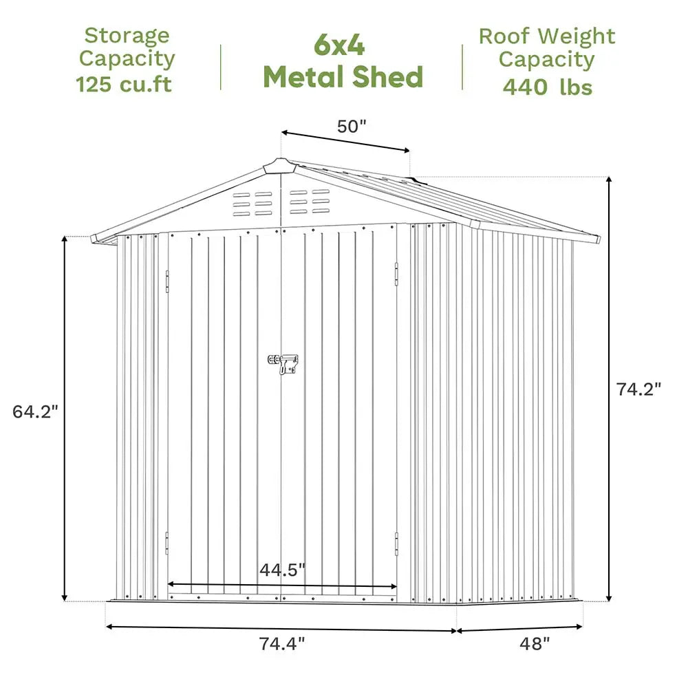 Patiowell 6x4 Metal Shed Pro With Peak Roof