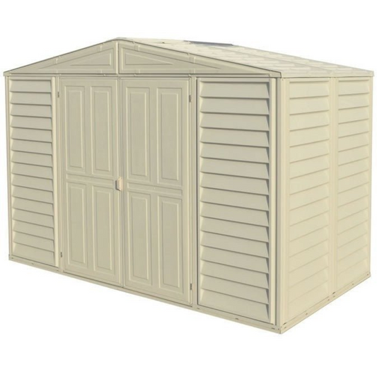 DuraMax 10.5′ × 5′ Woodbridge Vinyl Shed w/ Foundation Kit