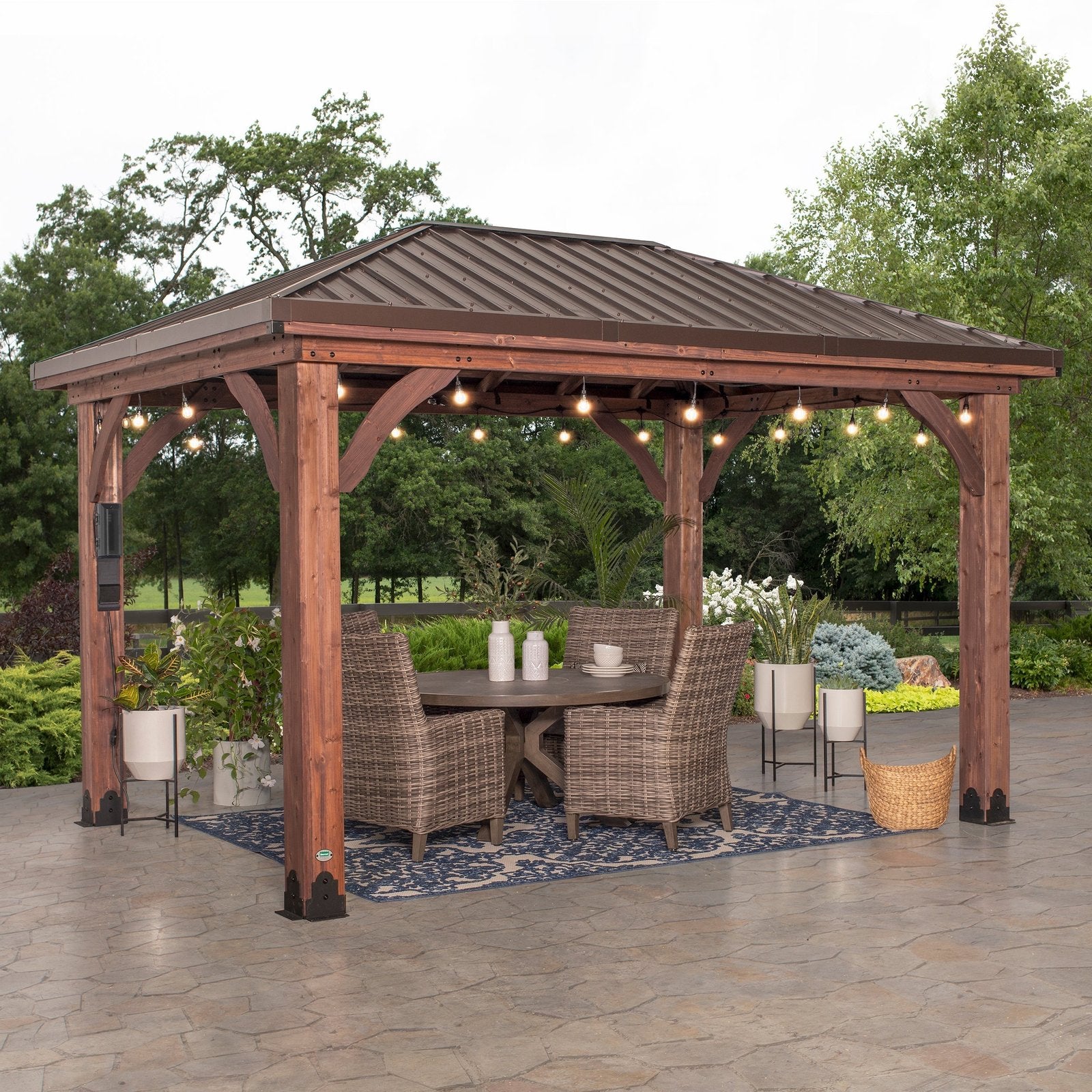 14×10 Cordova Gazebo Dark Brown