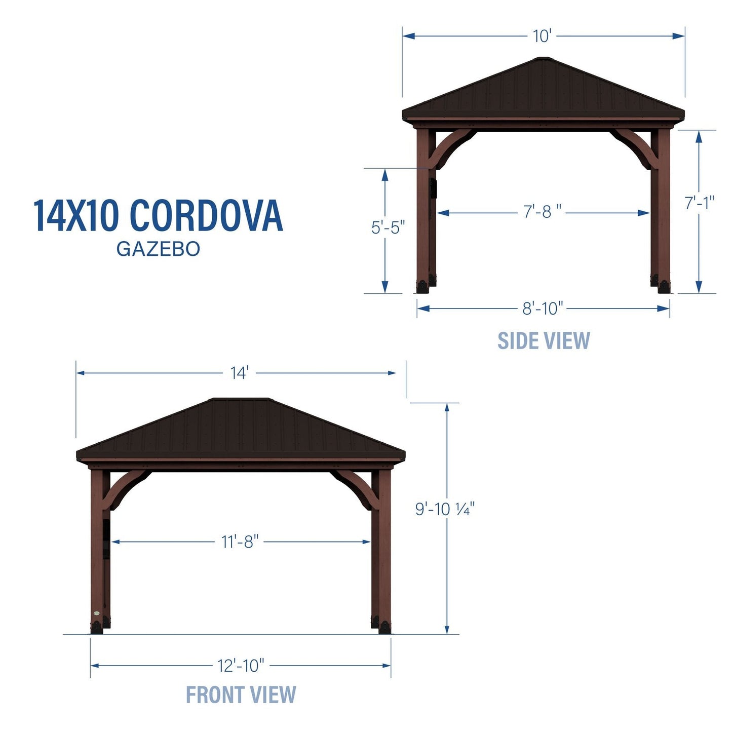14×10 Cordova Gazebo Dark Brown