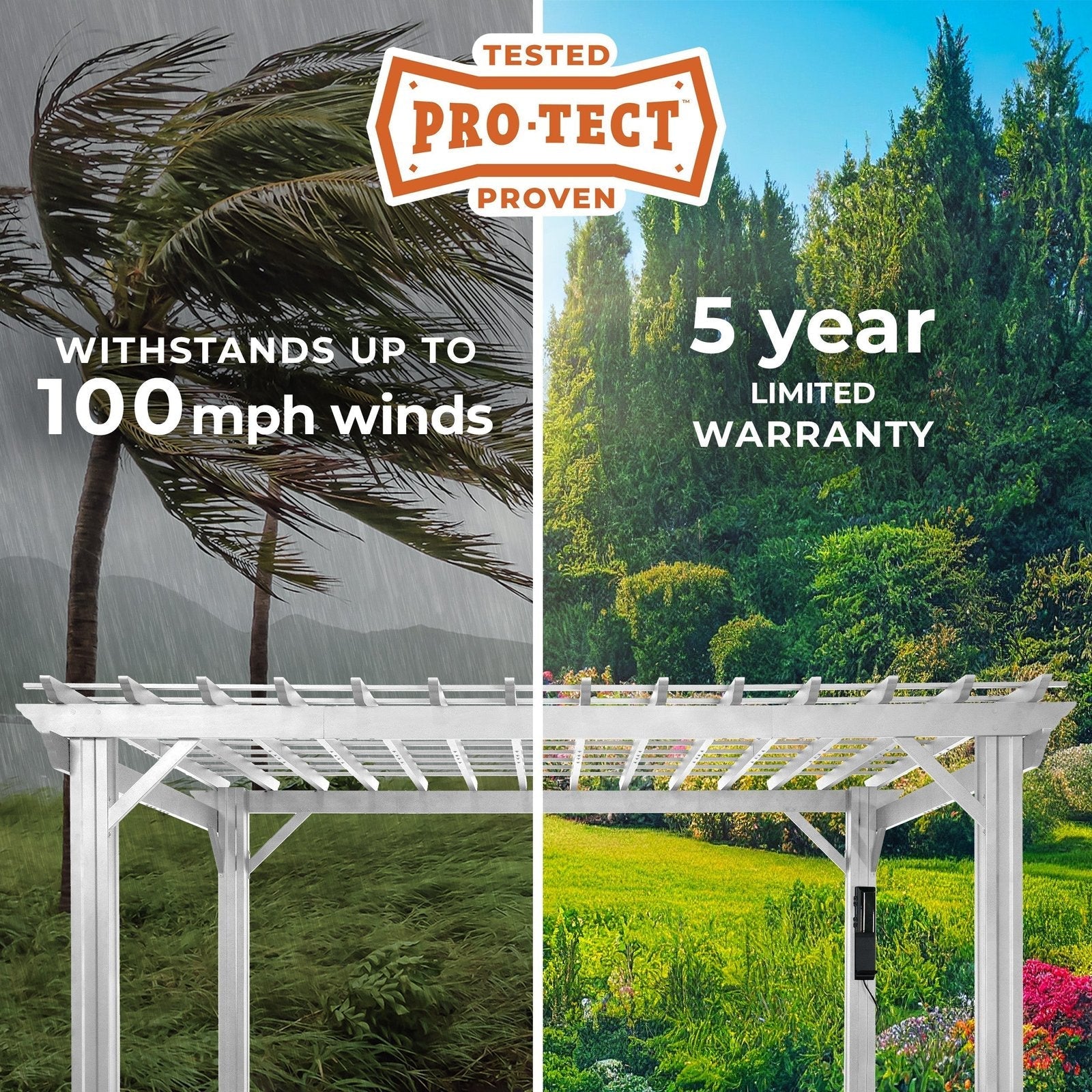 14×10 Hawthorne Traditional Steel Pergola with Sail Shade Soft Canopy
