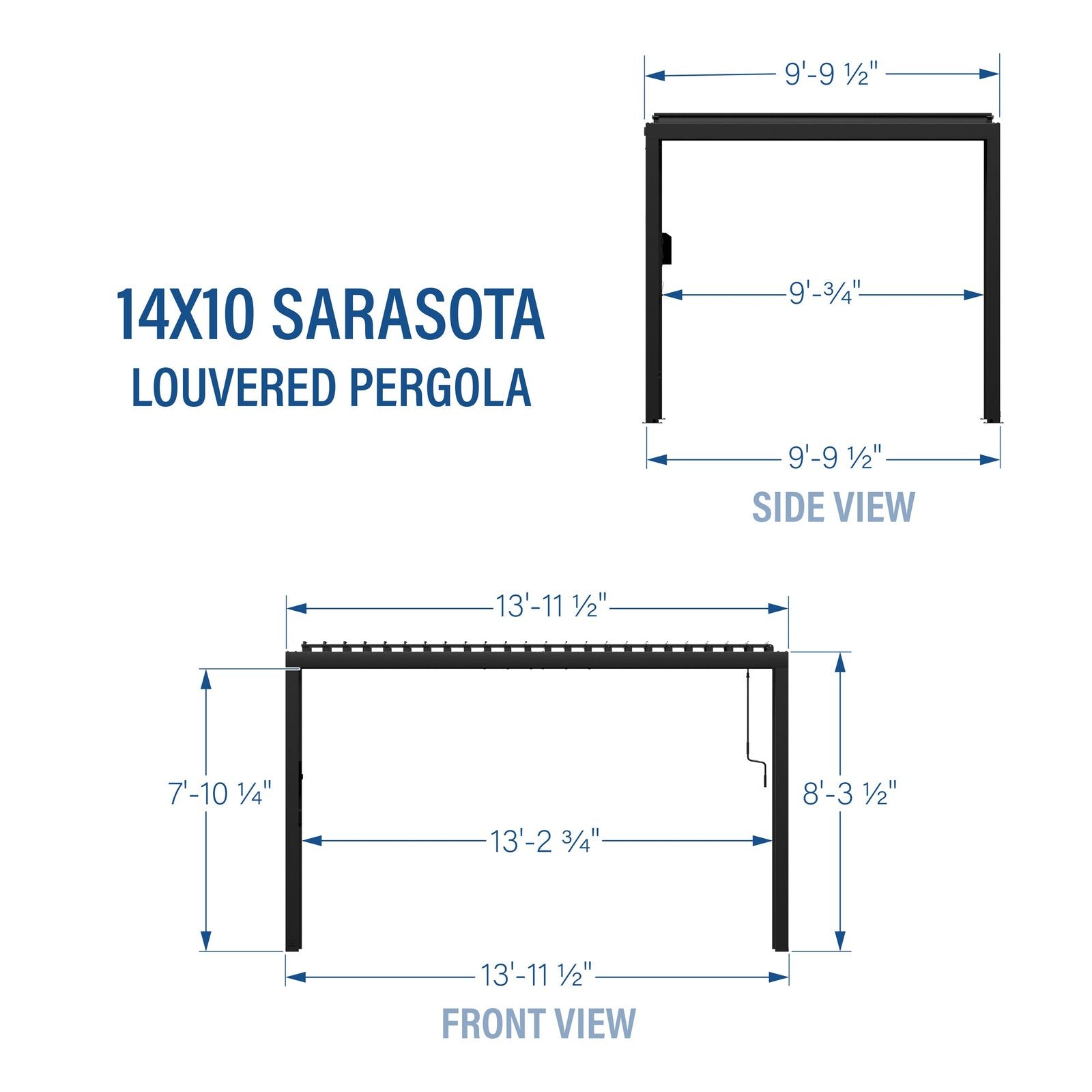 14×10 Sarasota Steel Louvered Pergola