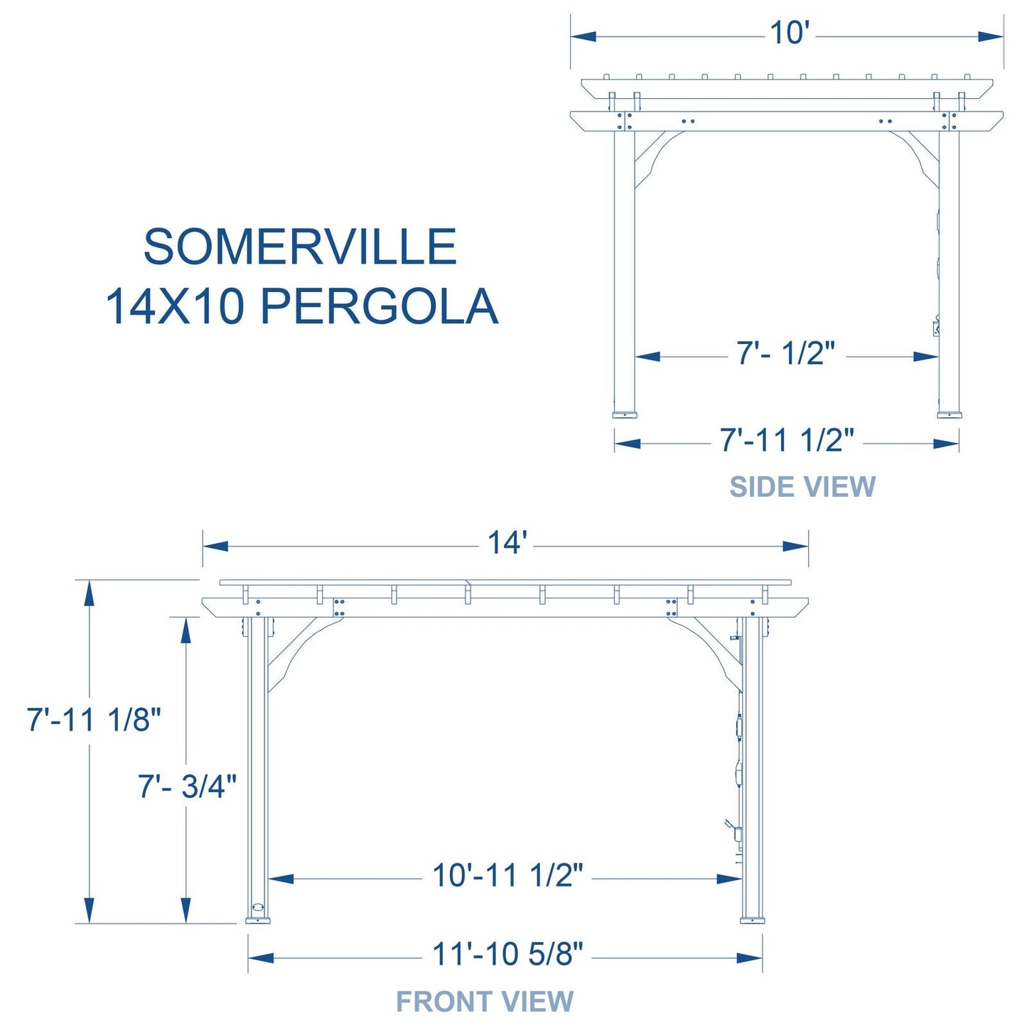 14×10 Somerville Pergola in Barnwood Stain