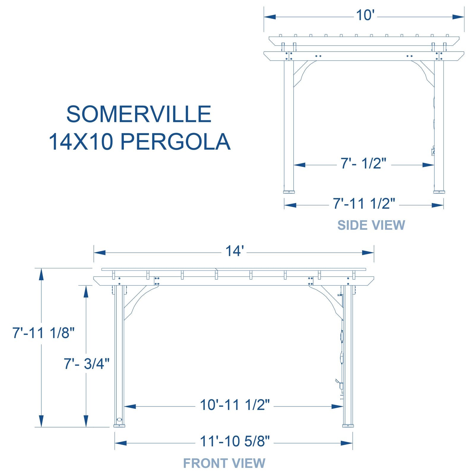 14×10 Somerville Pergola in Barnwood Stain