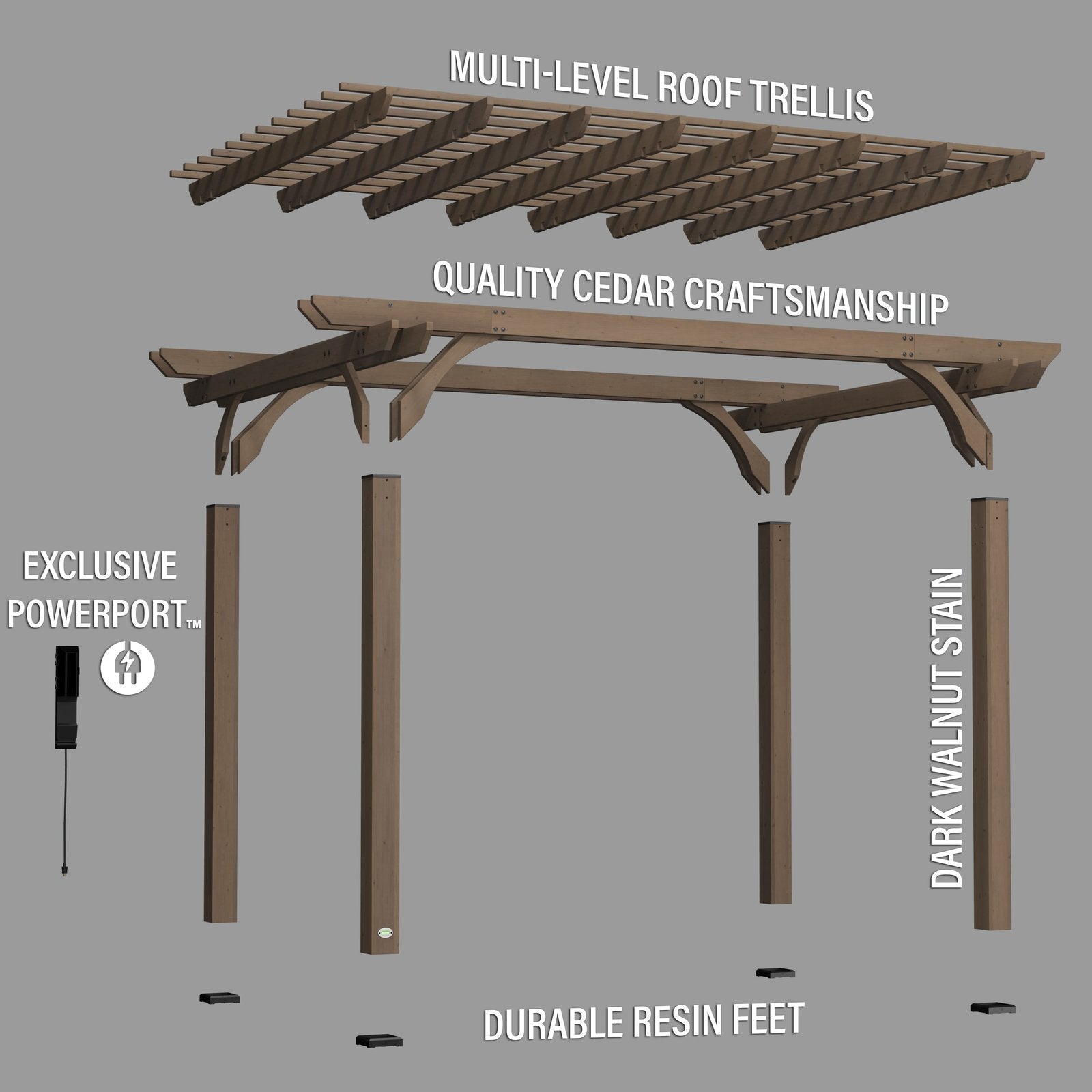 14×10 Somerville Pergola in Barnwood Stain