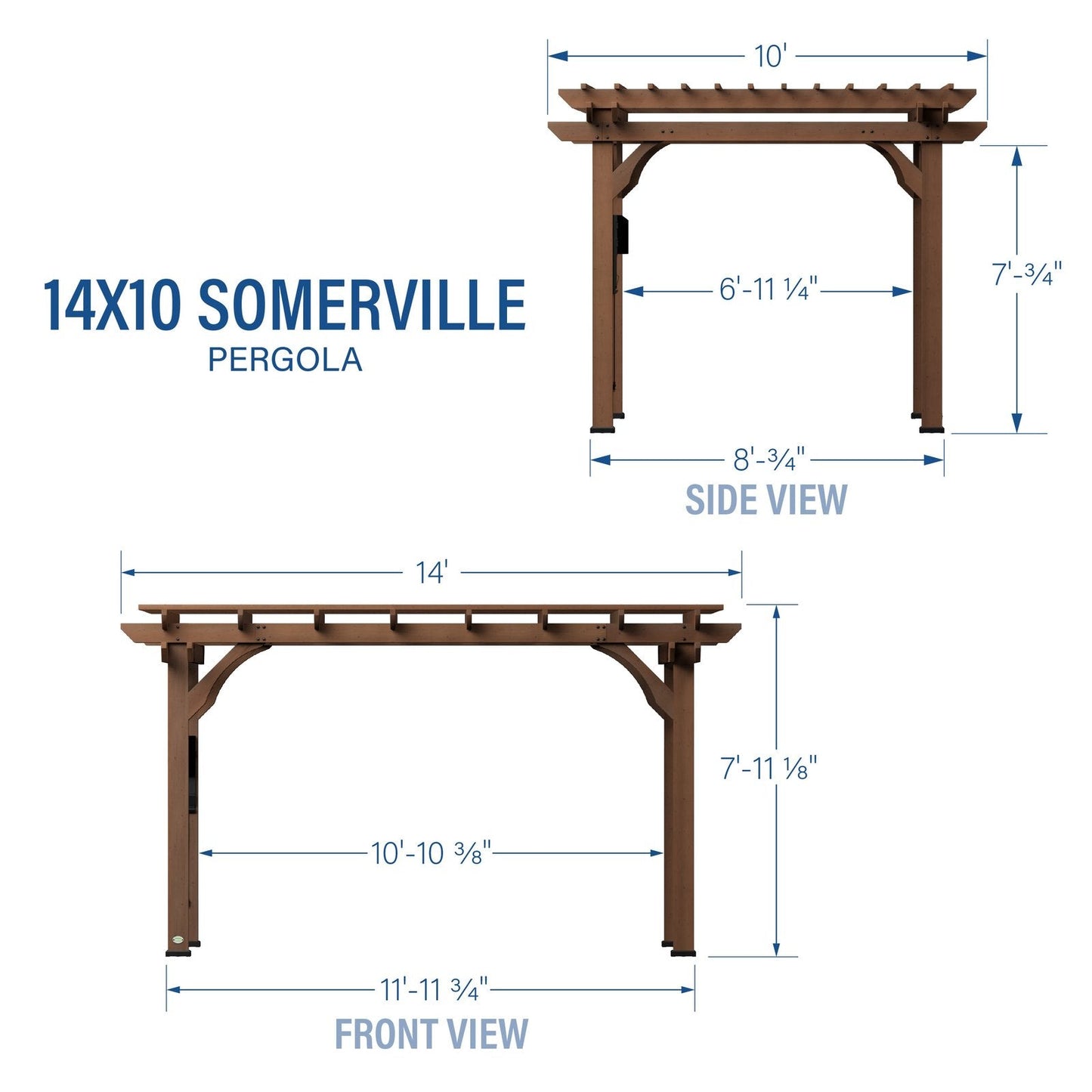 14×10 Somerville Pergola in Walnut Stain