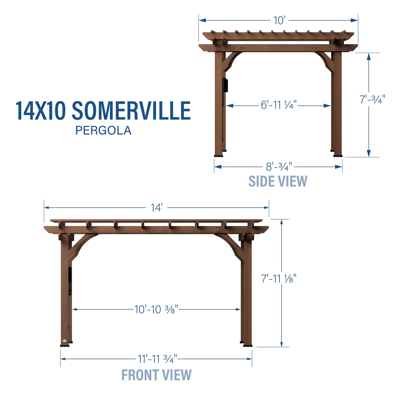 14×10 Somerville Pergola in Walnut Stain