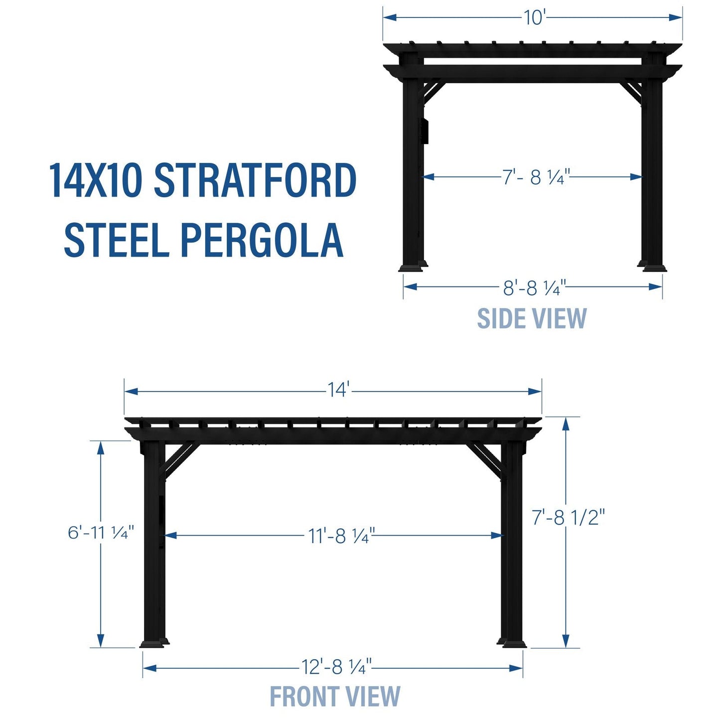 14×10 Stratford Traditional Steel Pergola