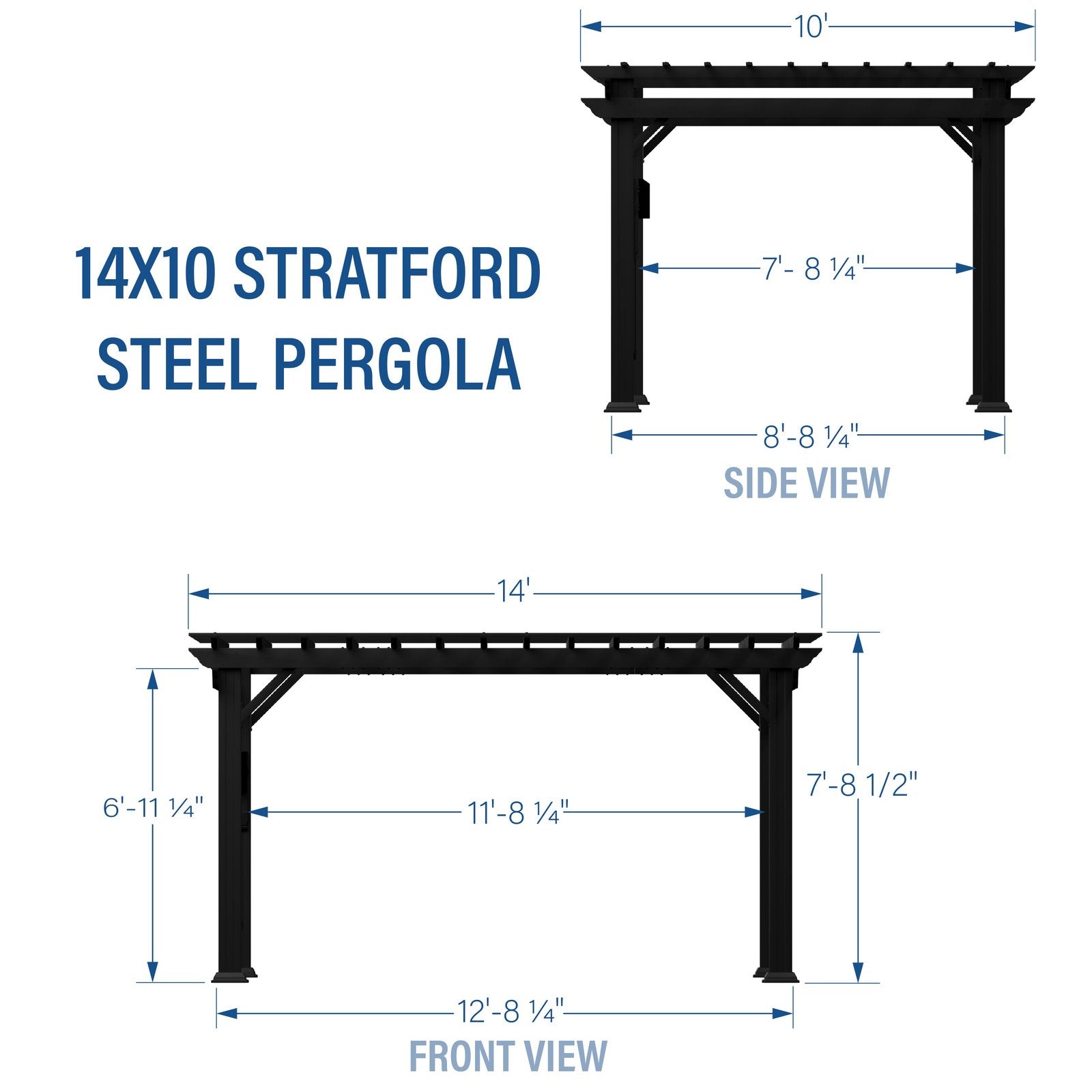 14×10 Stratford Traditional Steel Pergola