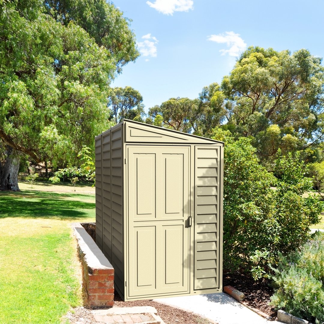 Duramax 4ft x 8ft Sidemate Shed Vinyl Resin Outdoor Storage w/ Foundation Kit 06625