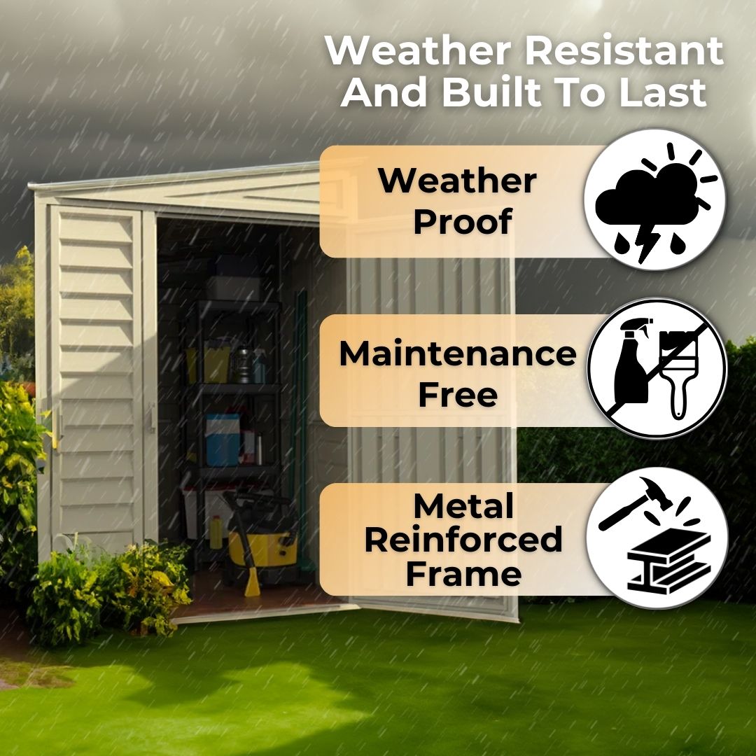 Duramax 4ft x 8ft Sidemate Shed Vinyl Resin Outdoor Storage w/ Foundation Kit 06625