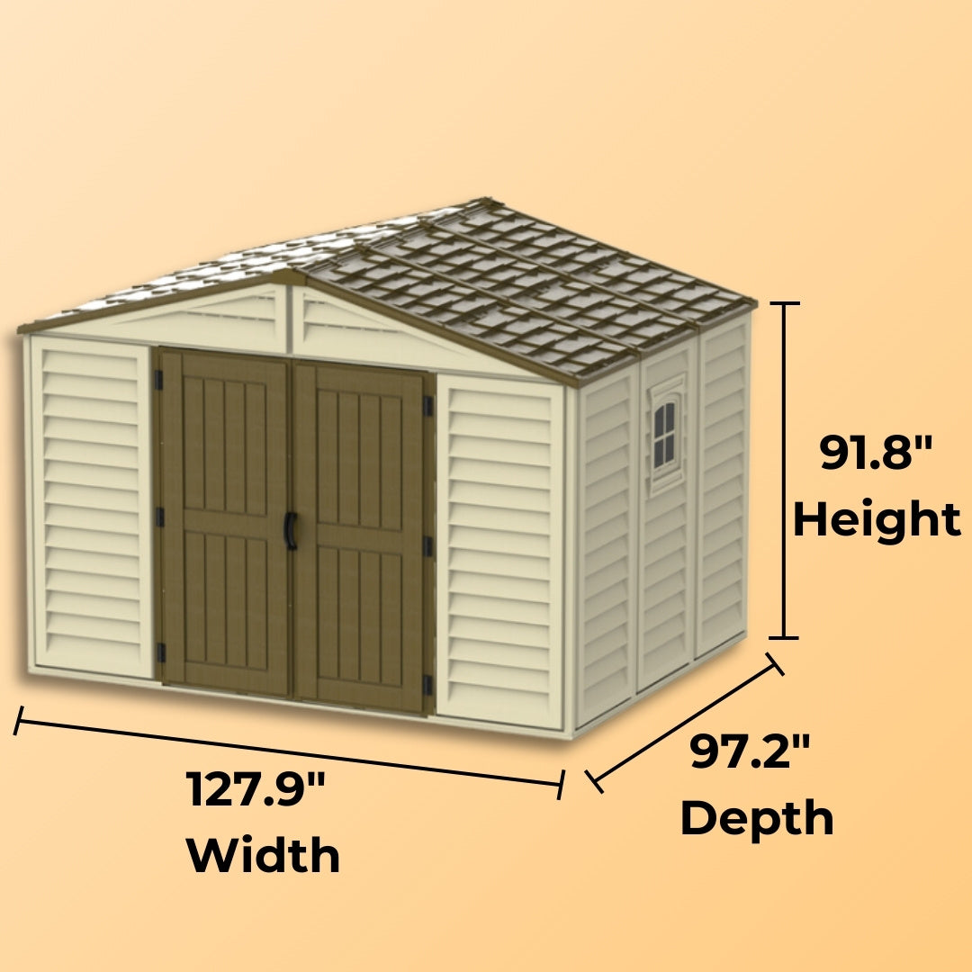 Duramax Woodbridge Plus Shed 10.5x8 Ivory & Dark Brown