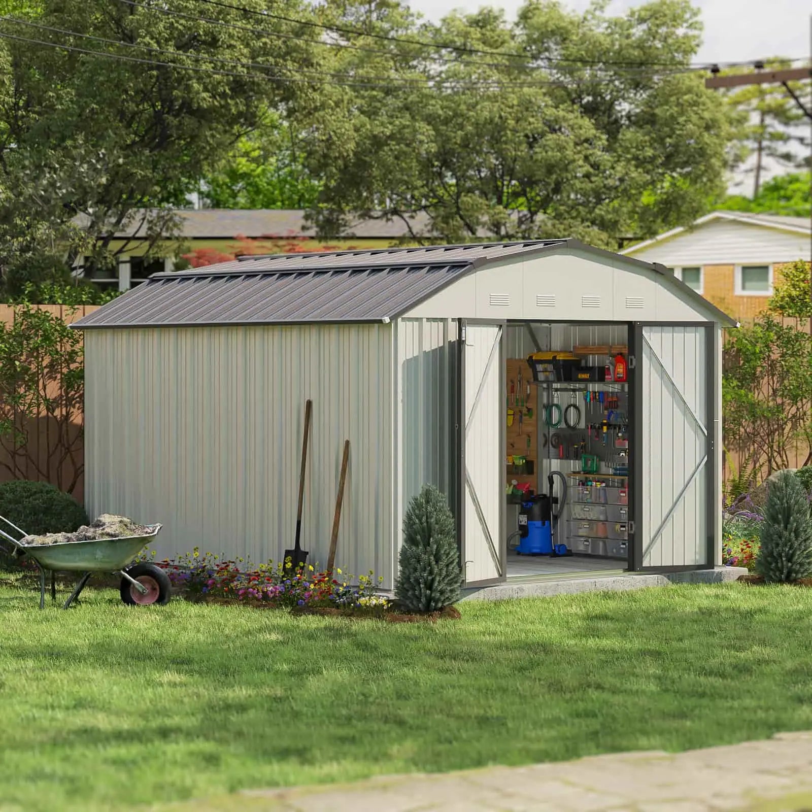 Patiowell 10x12 Barn Style Metal Shed with Gambrel Roof