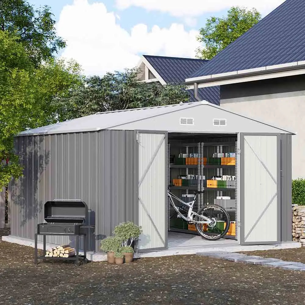Patiowell 10x10 Metal Storage Shed with Weather-Resistance