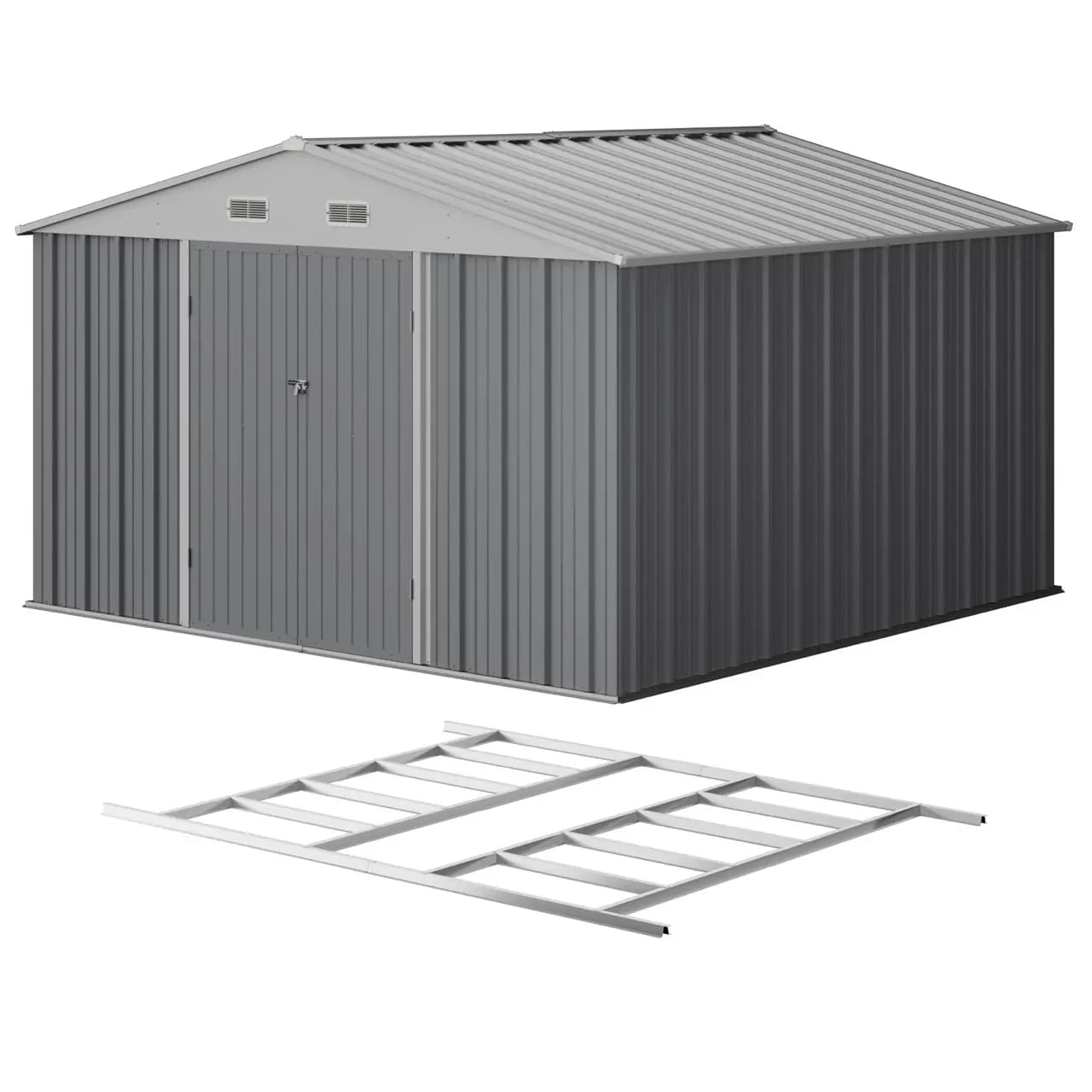 Patiowell Outdoor Storage Metal Shed with Metal Roof