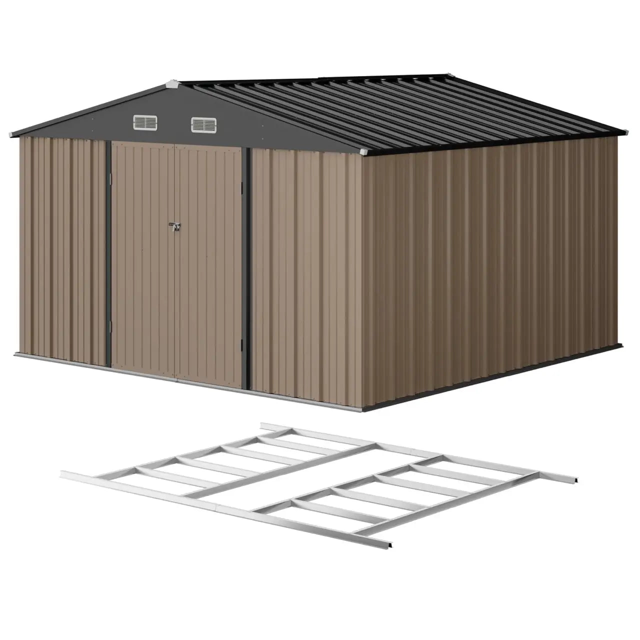 Patiowell Outdoor Storage Metal Shed with Metal Roof