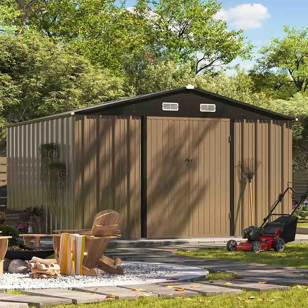 Patiowell 10x10 Metal Storage Shed with Weather-Resistance