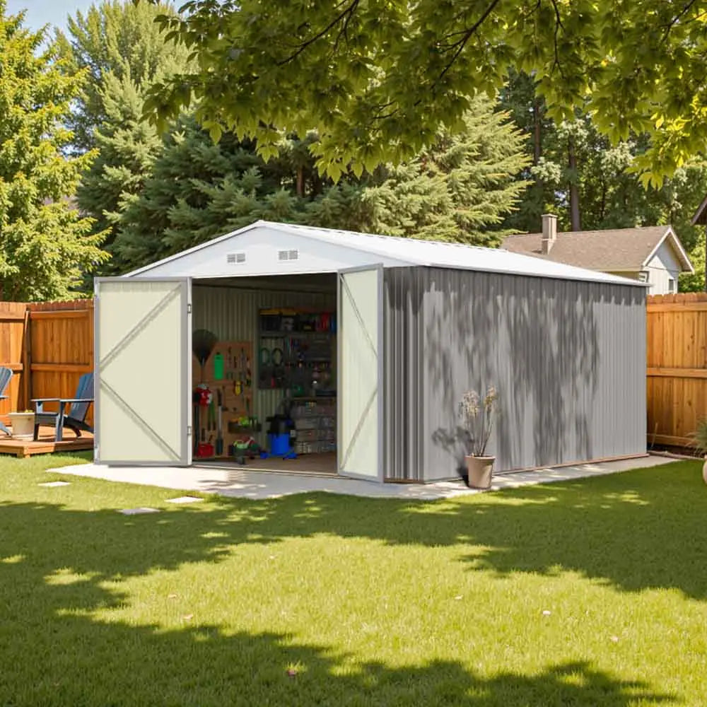 Patiowell Outdoor Storage Metal Shed with Metal Roof