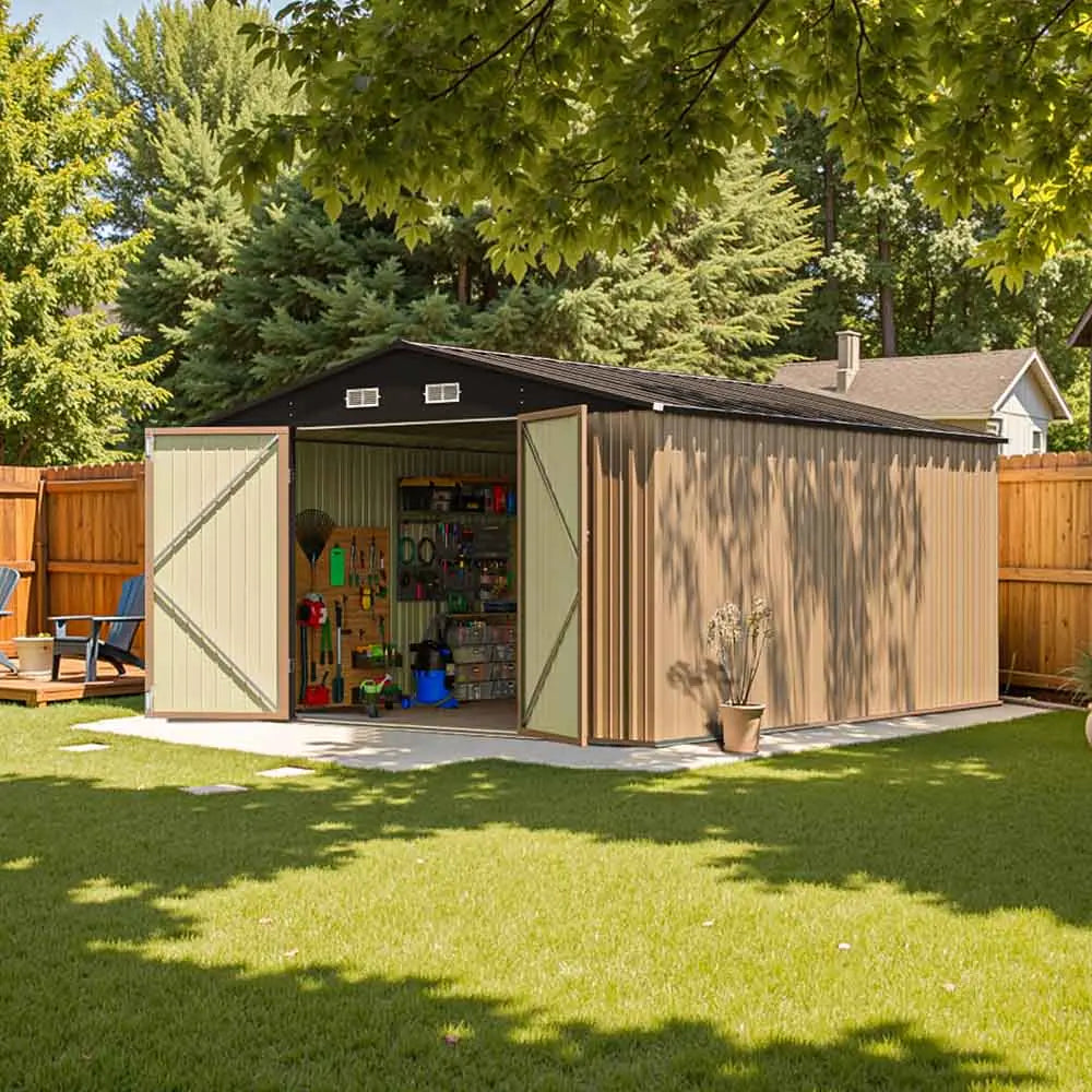 Patiowell 10x12 Metal Shed – Built Tough and Fire-Resistant