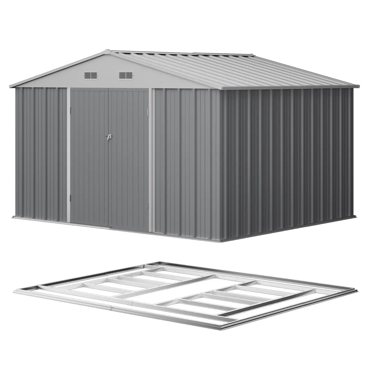 Patiowell Outdoor Storage Metal Shed with Metal Roof