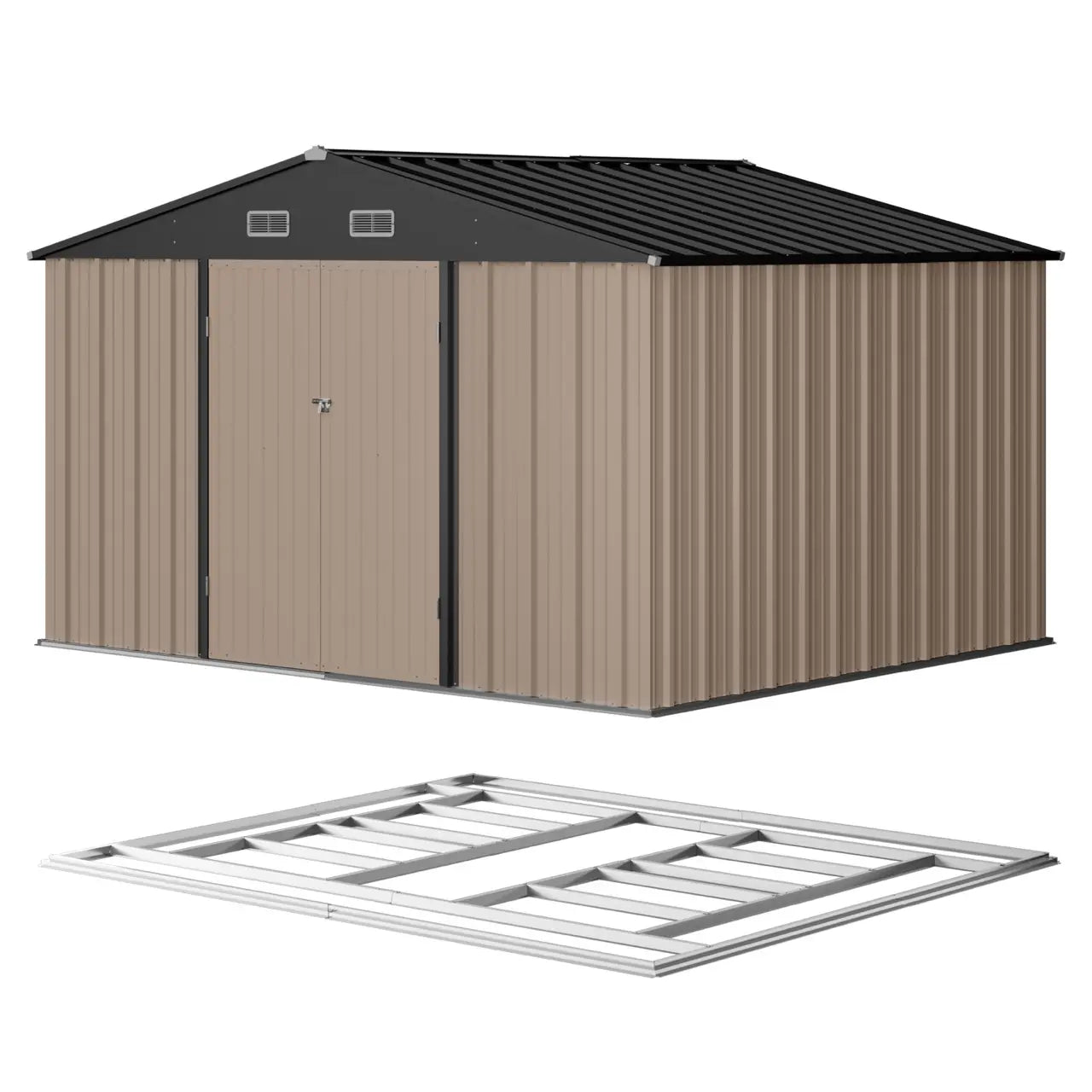 Patiowell Outdoor Storage Metal Shed with Metal Roof