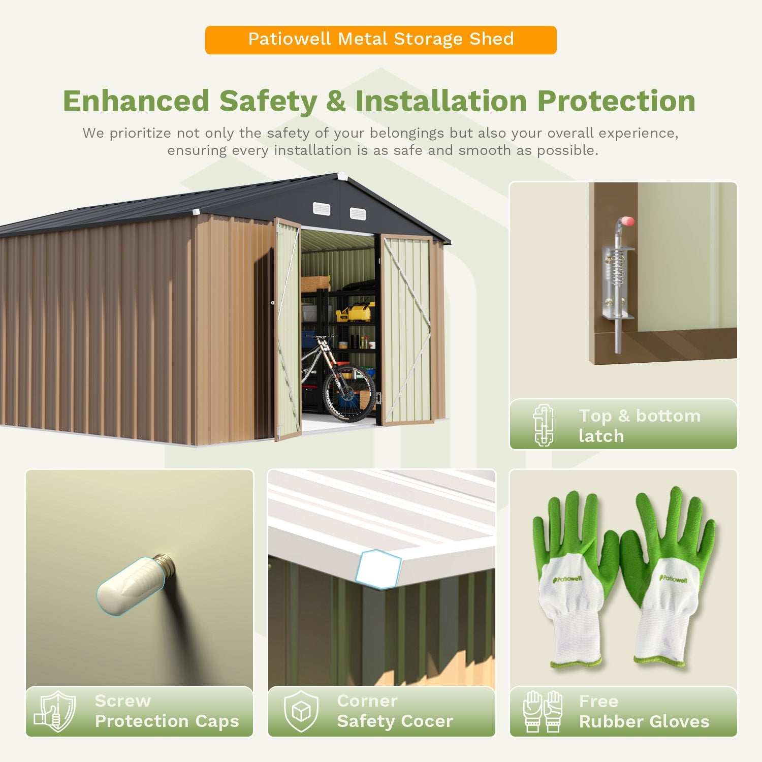 Patiowell 12x12 Large Metal Shed with Weather Resistance