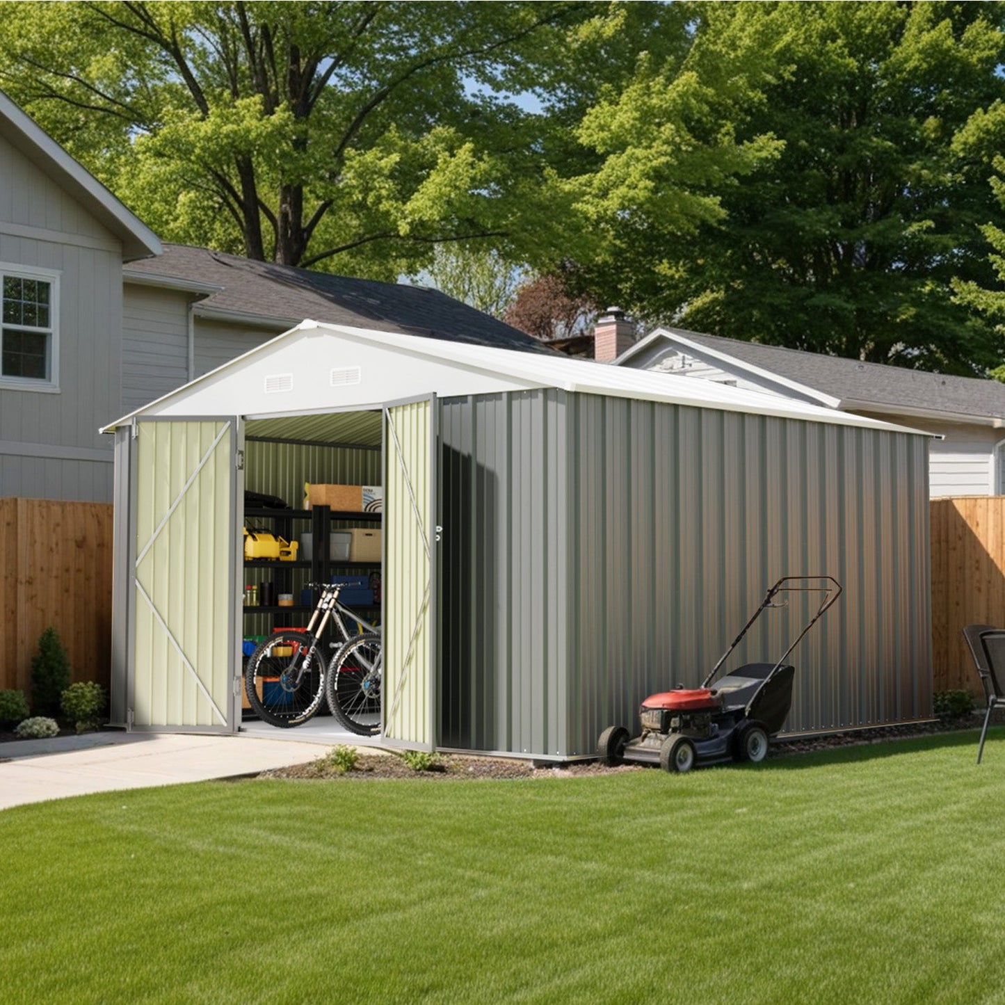 Patiowell 12x12 Large Metal Shed with Weather Resistance