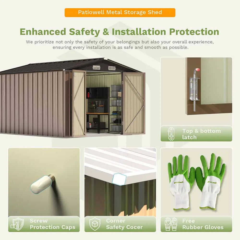 Patiowell 8x12 Metal Storage Shed