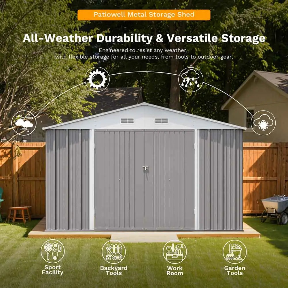Patiowell 8x12 Metal Storage Shed