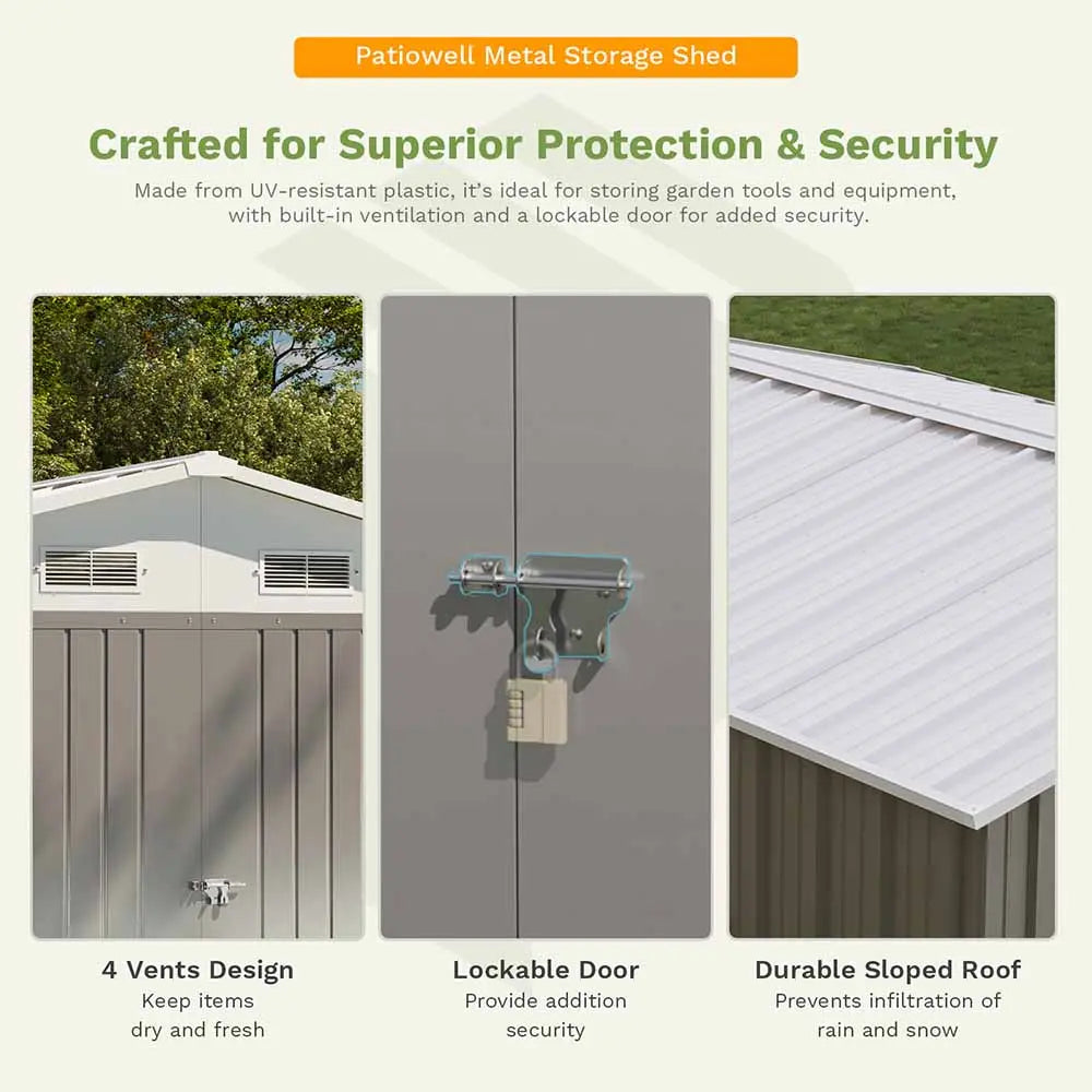 Patiowell 8x12 Metal Storage Shed