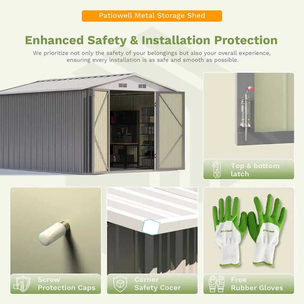 Patiowell 8x12 Metal Storage Shed