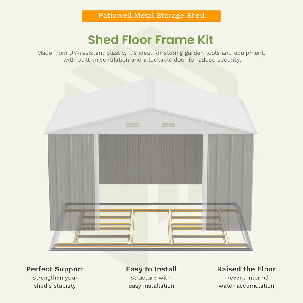 Patiowell 10x8 Metal Shed with Weather Resistance
