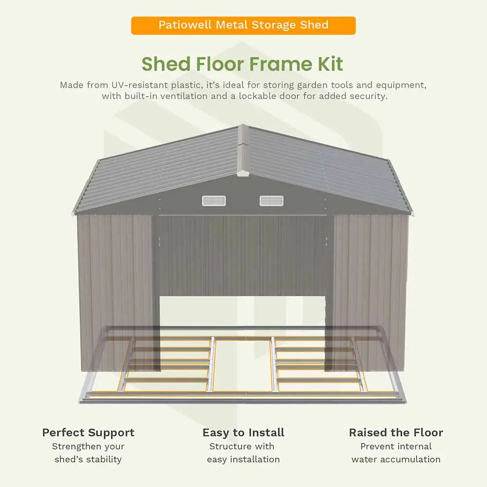 Patiowell 10x10 Metal Storage Shed with Weather-Resistance